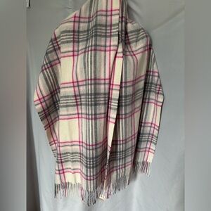 Talbots Pink and Gray 100% Cashmere Shawl wrap scarf 72x19"